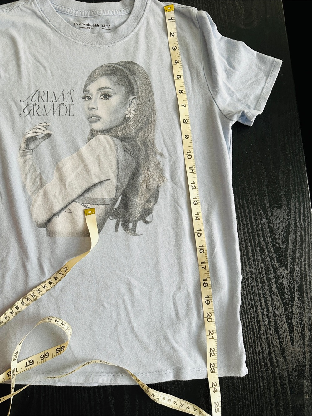 Abercrombie Kids Ariana Grande Graphic Tee 13/14 Oversized Y2K Pop Star Blue - Picture 7 of 8